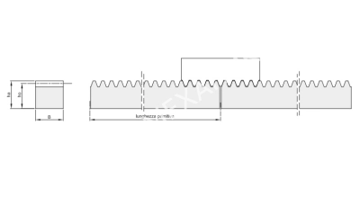 Рейка зубчатая M 6, 60х60 мм, L=1000 мм (CR34100) - Евромеханика
